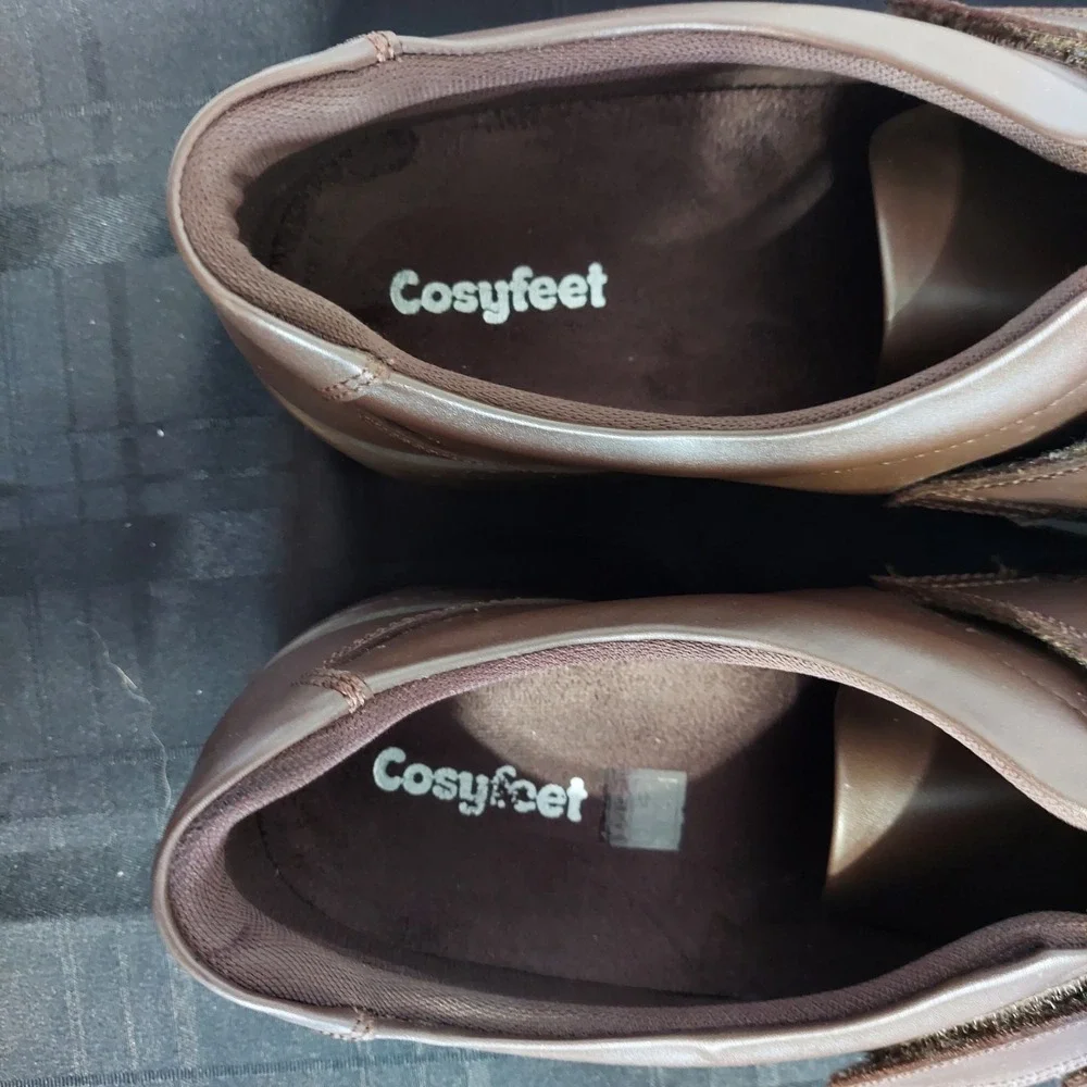 Cosyfeet Men's Bart Shoes Wide Fit 3H Brown Leather Shoes Size 12.5